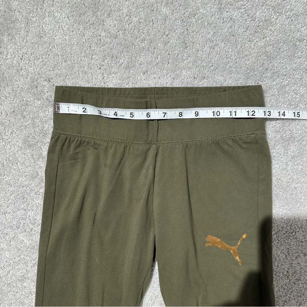 Puma Army Green Leggings with Gold Logo - Picture 4 of 5